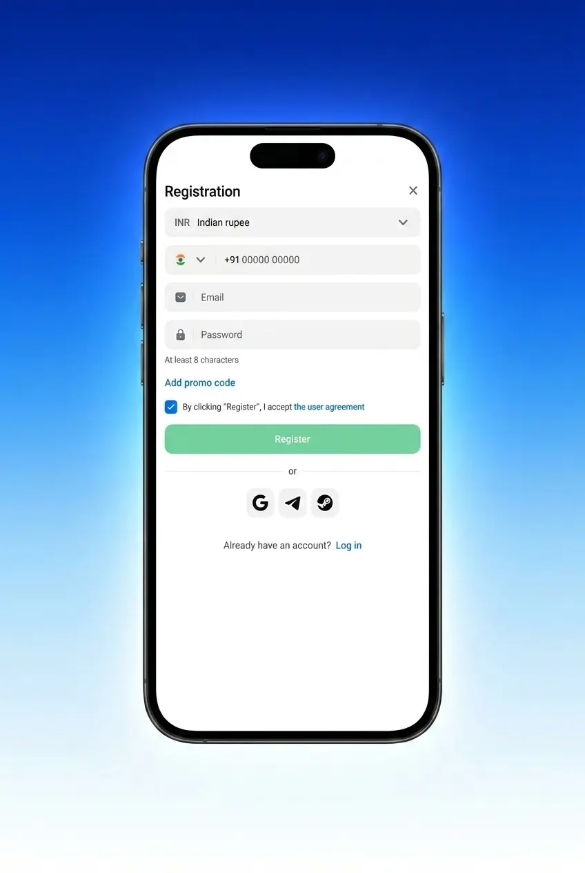 1win app interface showing Aviator game registration steps